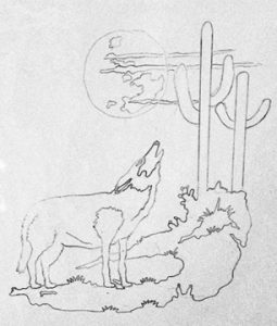 Artisan Tribes Wolf Desert Drawing