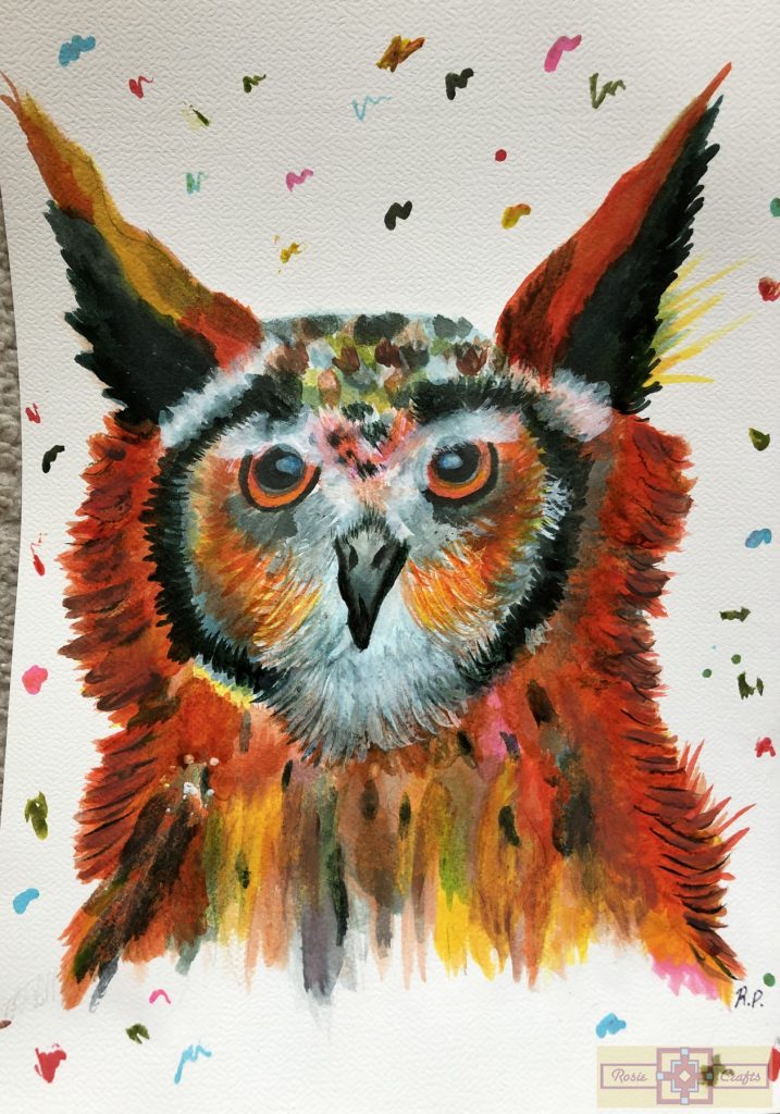 Rosie Crafts Owl Watercolor & Acrylic Painting