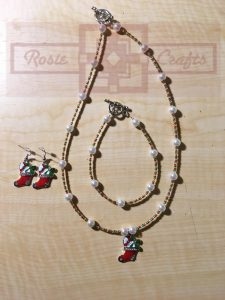 Rosie Crafts Christmas Stocking Artisan Jewelry Set