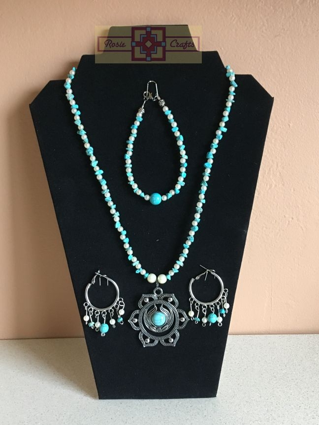 Artisan Tribes Flower Pendant Turquoise Jewelry Set