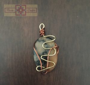 Rosie Crafts Brown Stone Wire Pendant