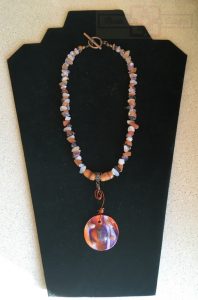 Rosie Crafts Polymer Clay Orange/Purple Swirl Circular Pendant Necklace