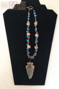 Artisan Tribes Polymer Clay Turquoise/Terracotta Arrowhead Necklace