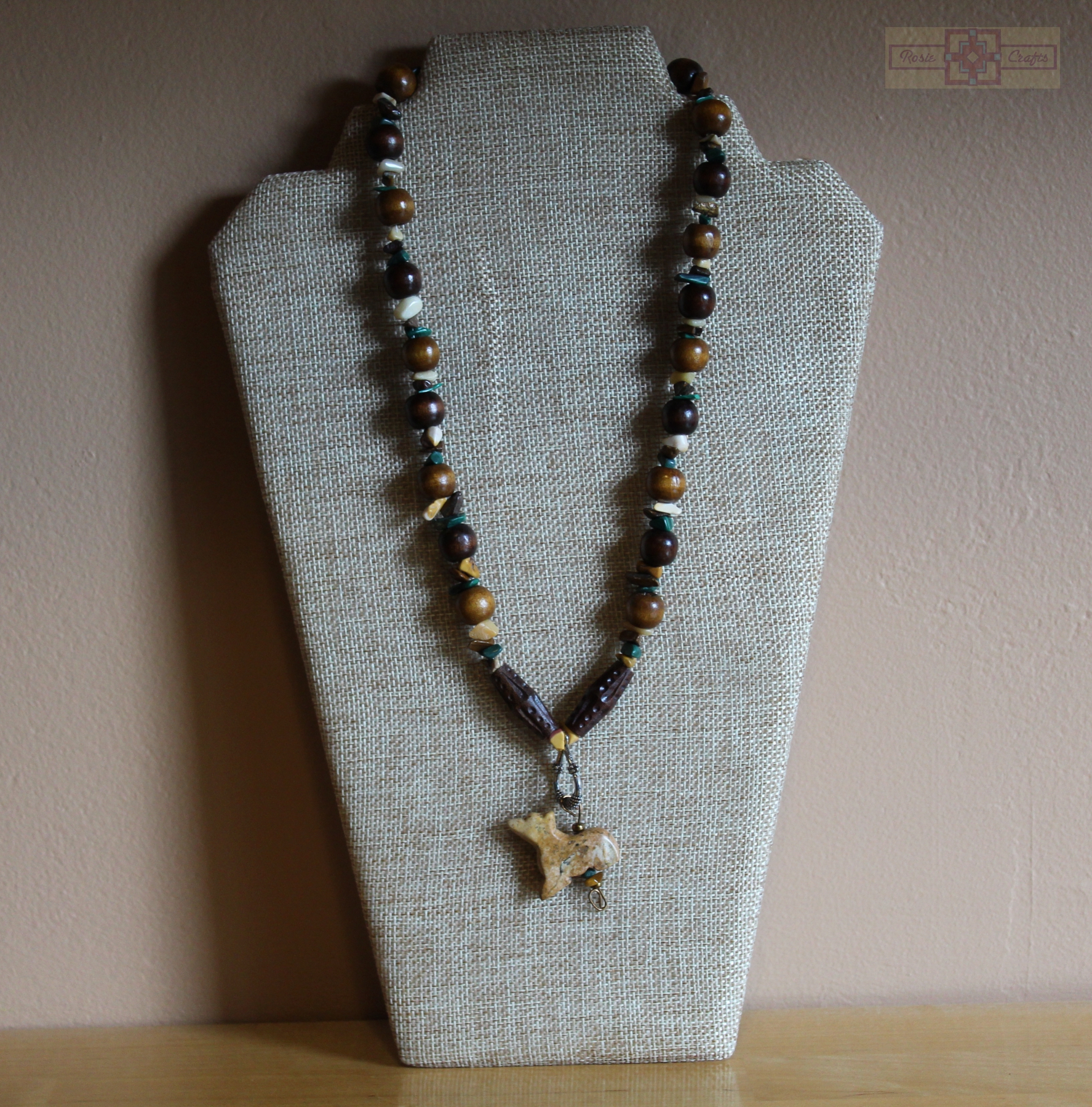Artisan Tribes Wooden Wolf Necklace