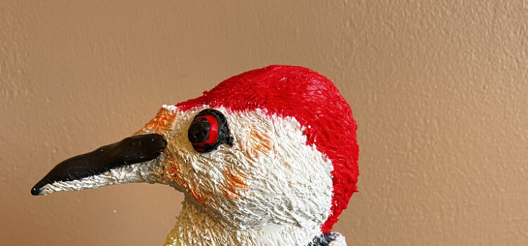 Rosie Crafts Artisan Clay Red Bellied Woodpecker "Mickey" Sculpture