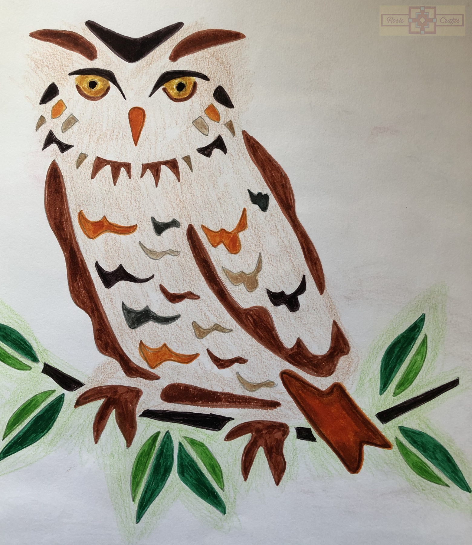 Rosie Crafts Owl Bird Artwork
